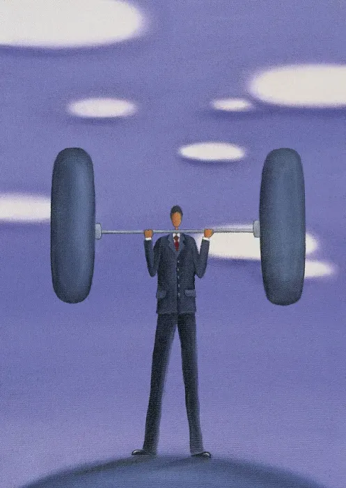 Framed Print : Businessman Lifting a Dumbbell Framed Print : Businessman Lifting a Dumbbell