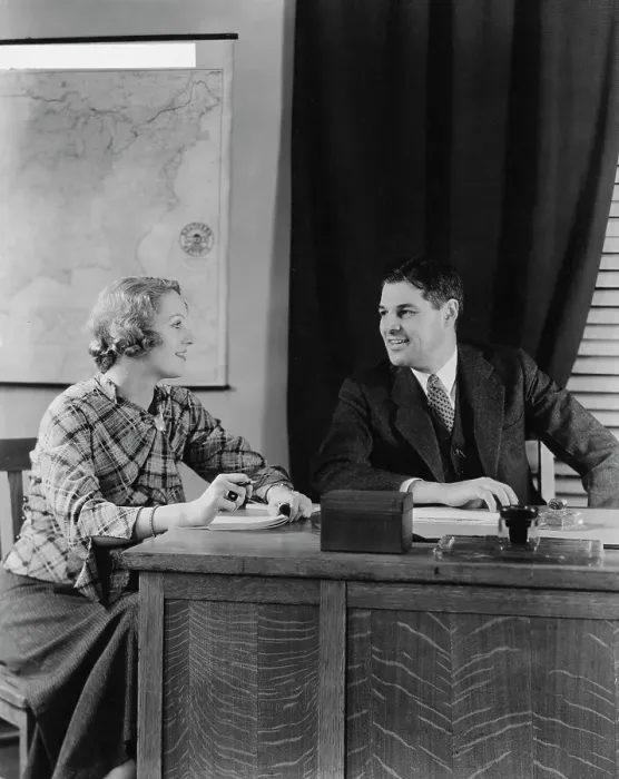 Framed Print : Businessman & Secretary Framed Print : Businessman & Secretary