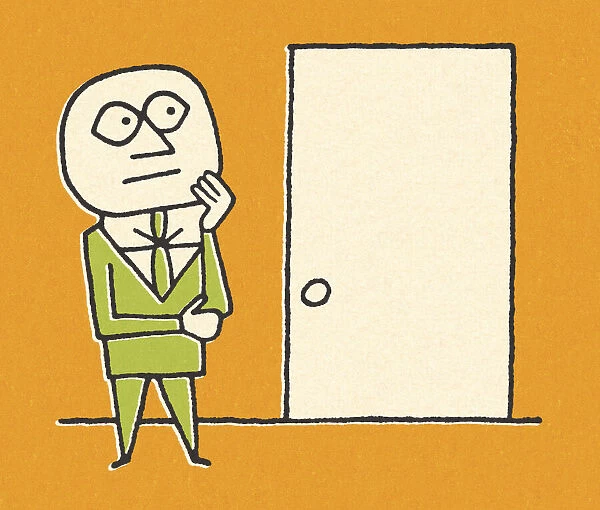 Businessman Standing In Front of a Door