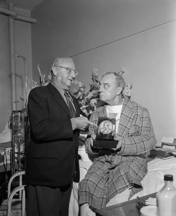 Framed Print : Buster Keaton Receiving an Award From Jesse Lasky Framed Print : Buster Keaton Receiving an Award From Jesse Lasky