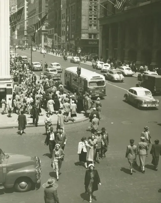 Framed Print : Busy city street, (B&W), elevated view Framed Print : Busy city street, (B&W), elevated view