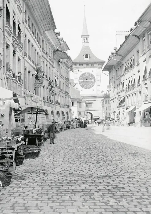 Framed Print : Busy Street in Bern Switzerland Framed Print : Busy Street in Bern Switzerland