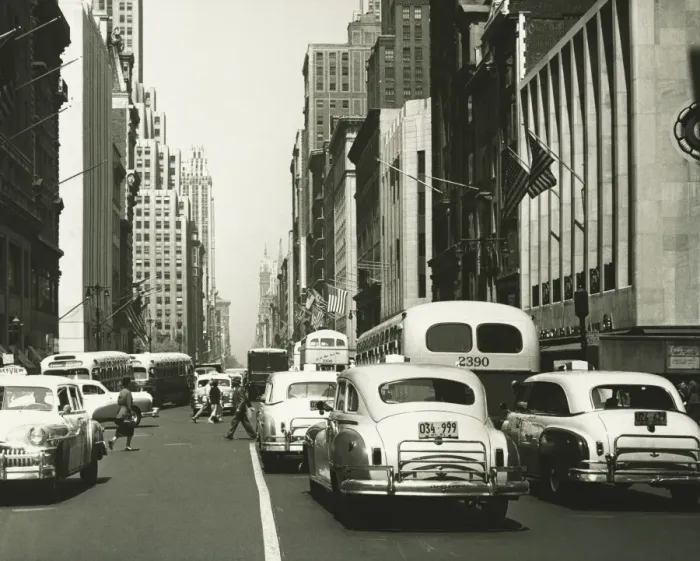 Framed Print : Busy street in New York City, (B&W) Framed Print : Busy street in New York City, (B&W)