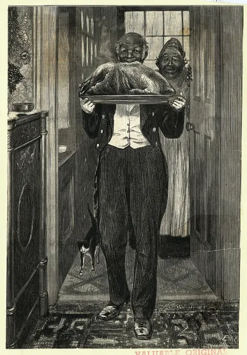 Framed Print : Butler And Maid Serving A Turkey