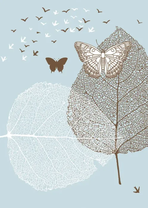 Framed Print : Butterflies; Leaves; Birds Framed Print : Butterflies; Leaves; Birds