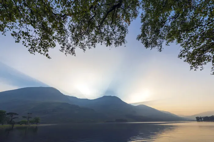 Framed Print : Buttermere water lightrays at sunset, Lake District. UK Framed Print : Buttermere water lightrays at sunset, Lake District. UK