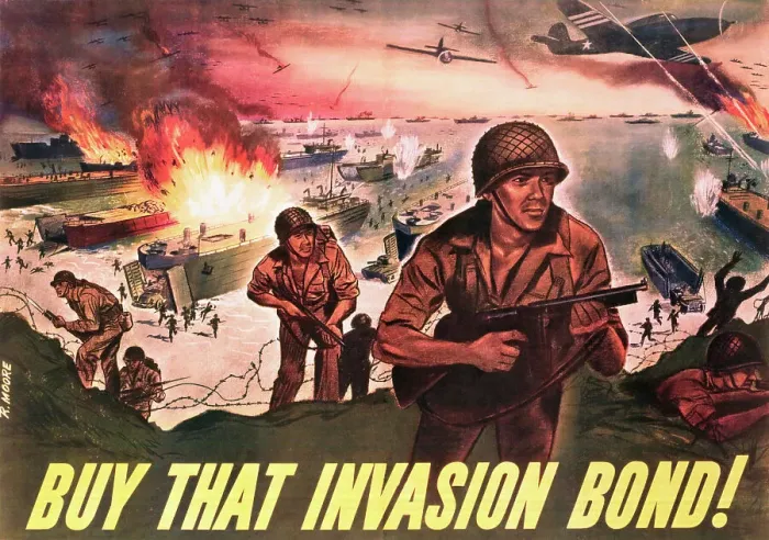 Framed Print : Buy That Invasion Bond! Poster by R. Moore Framed Print : Buy That Invasion Bond! Poster by R. Moore