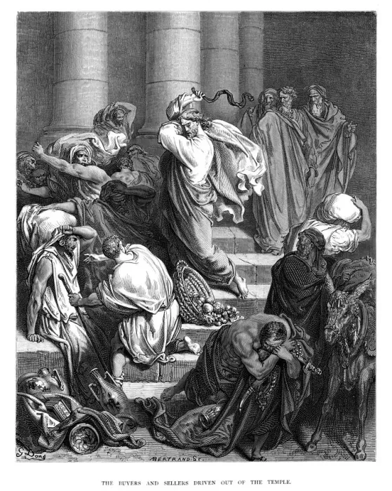 Framed Print : Buyers and sellers driven out of the temple 1870 Framed Print : Buyers and sellers driven out of the temple 1870