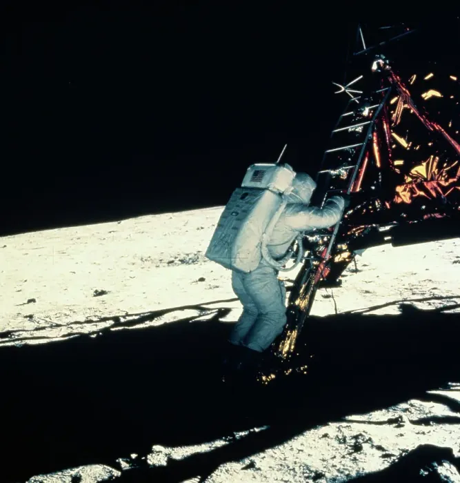 Framed Print : Buzz Aldrin Descending onto the Moon Framed Print : Buzz Aldrin Descending onto the Moon
