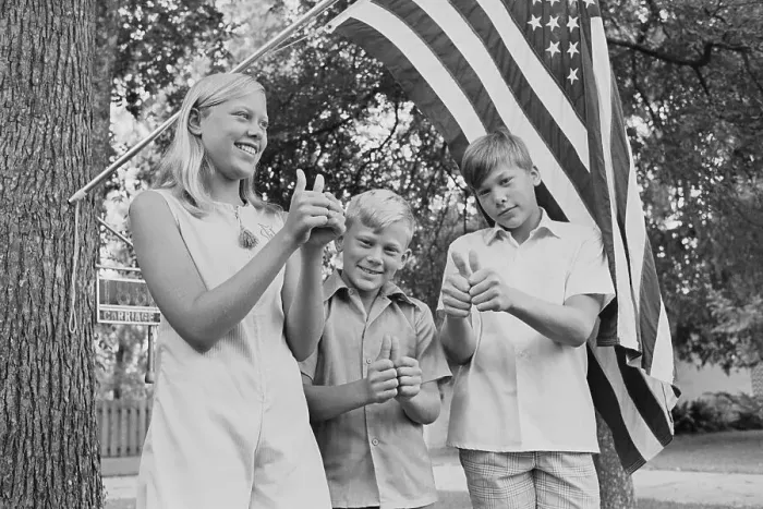 Framed Print : Buzz Aldrin's children give thumbs up