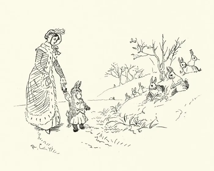 Framed Print : Bye, baby Bunting, Nursery Rhyme, In rabbit skin