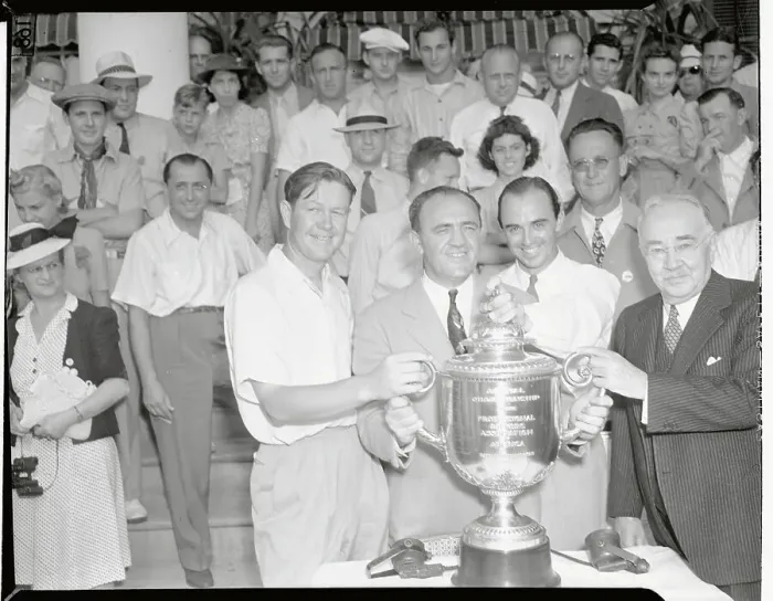 Framed Print : Byron Nelson Receiving Trophy with Onlookers