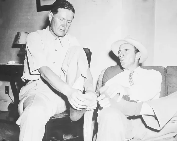 Framed Print : Byron Nelson and Sam Snead Rubbing Their Feet Framed Print : Byron Nelson and Sam Snead Rubbing Their Feet
