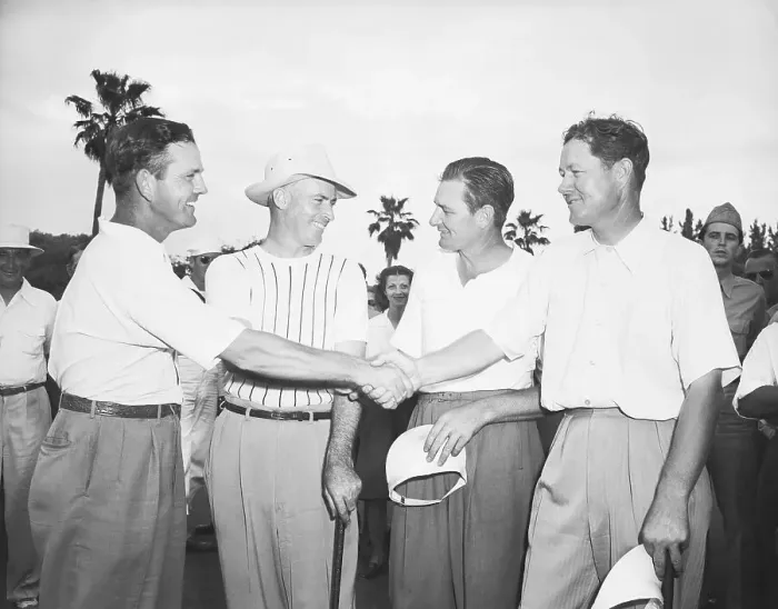 Framed Print : Byron Nelson Shaking Hands with Golfers Framed Print : Byron Nelson Shaking Hands with Golfers