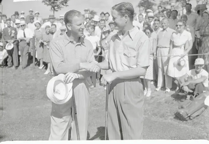 Framed Print : Byron Nelson Shaking Hands wih Craig Wood Framed Print : Byron Nelson Shaking Hands wih Craig Wood