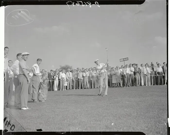Framed Print : Byron Nelson Teeing off in Golf Game