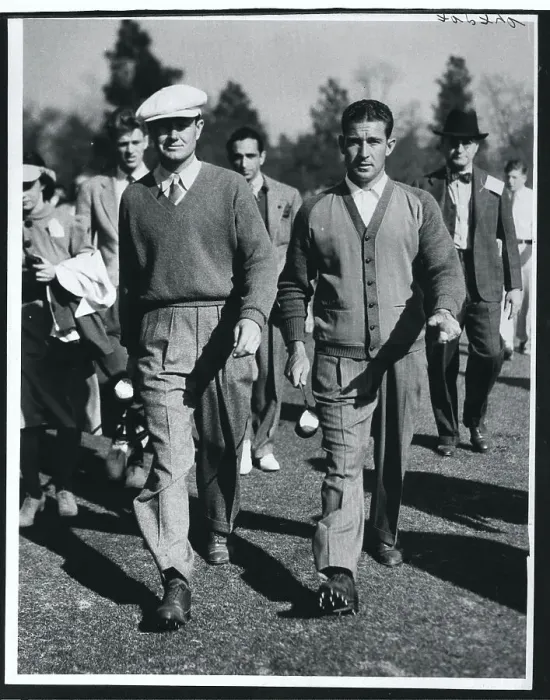 Framed Print : Byron Nelson Walking with Dick Metz Framed Print : Byron Nelson Walking with Dick Metz