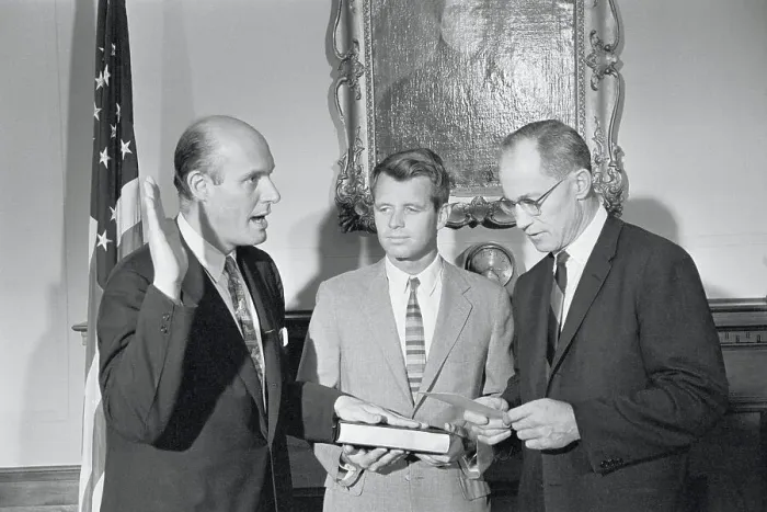 Framed Print : Byron White Swearing in Nicholas Katzenbach Framed Print : Byron White Swearing in Nicholas Katzenbach