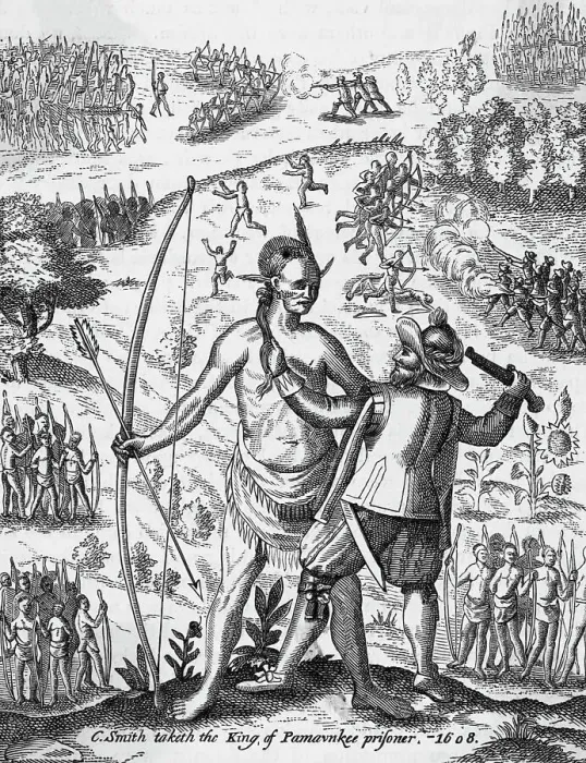 Framed Print : C. Smith Taketh the King of Pamaunkee Prisoner, 1608 Engraving Framed Print : C. Smith Taketh the King of Pamaunkee Prisoner, 1608 Engraving
