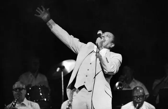 Framed Print : Cab Calloway Singing with Arm Raised