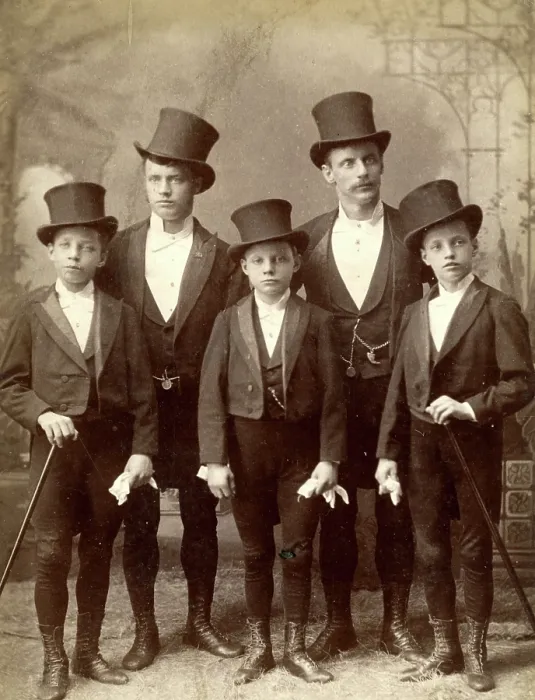 Framed Print : Cabinet Card Portrait of Group Wearing Tuxedos for Formal Event Framed Print : Cabinet Card Portrait of Group Wearing Tuxedos for Formal Event