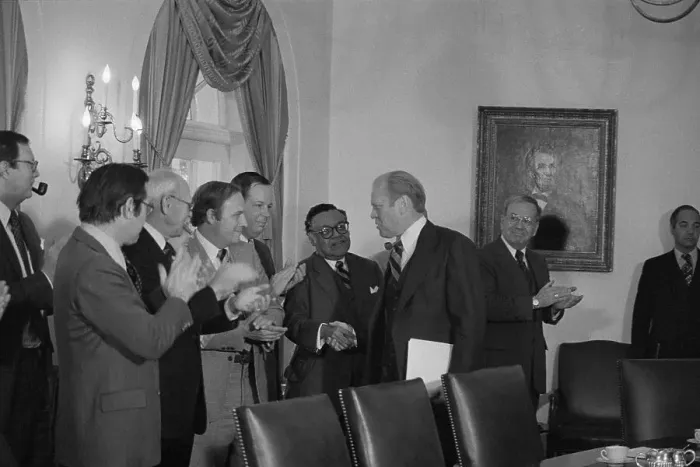 Framed Print : Cabinet Members Applauding Gerald Ford Framed Print : Cabinet Members Applauding Gerald Ford