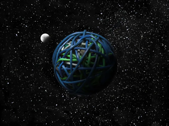 Framed Print : A cable ball in space Framed Print : A cable ball in space
