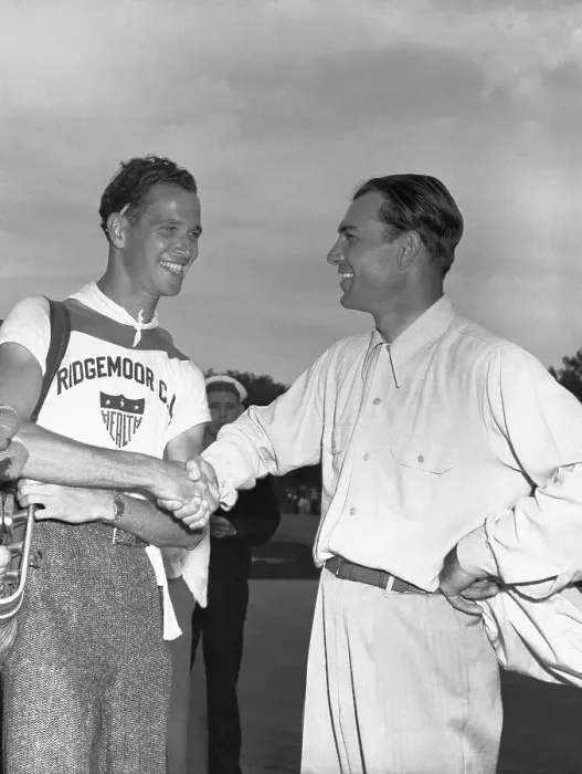Framed Print : Caddy Congratulating Ben Hogan