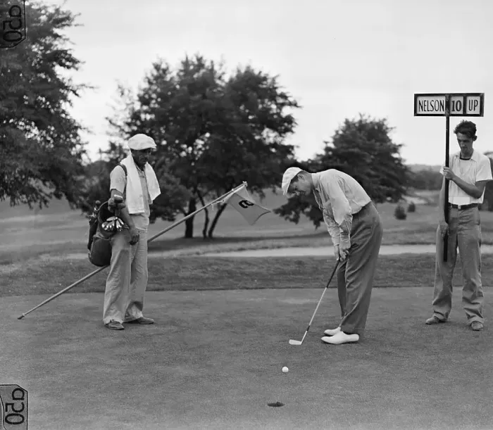 Framed Print : Caddy Watching Byron Nelson Putt Framed Print : Caddy Watching Byron Nelson Putt