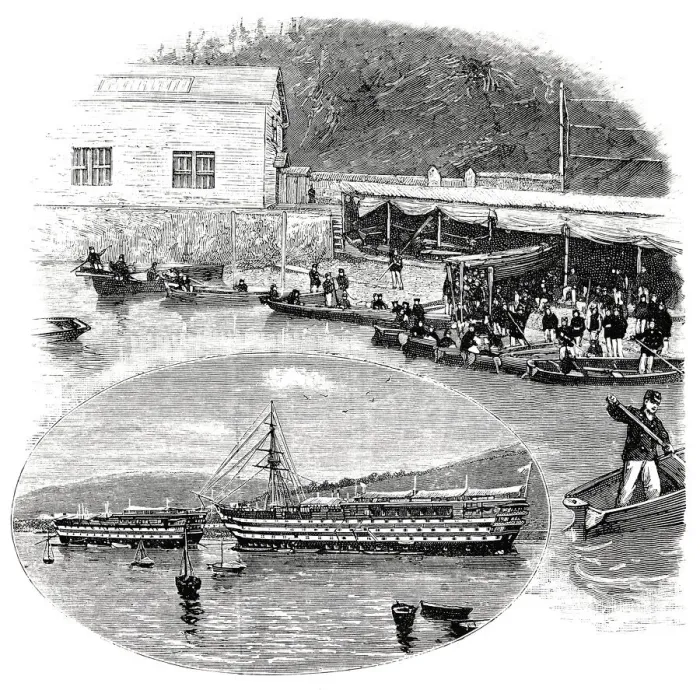 Framed Print : The cadets boathouse and boats, HMS Britannia Framed Print : The cadets boathouse and boats, HMS Britannia