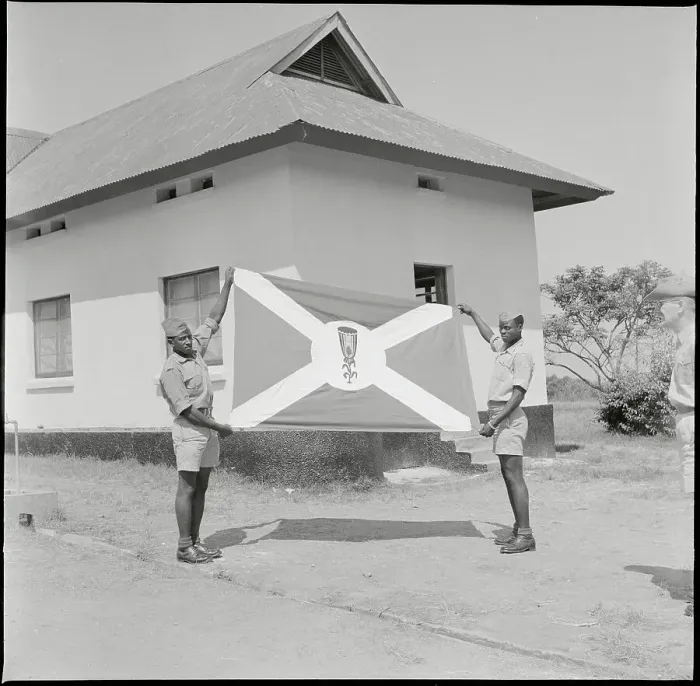 Framed Print : Two Cadets Holding Burundi Flag Outdoors Framed Print : Two Cadets Holding Burundi Flag Outdoors