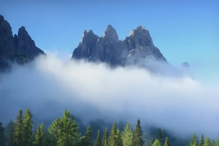 Framed Print : Cadini di Misurina in Mist, Dolomites Framed Print : Cadini di Misurina in Mist, Dolomites