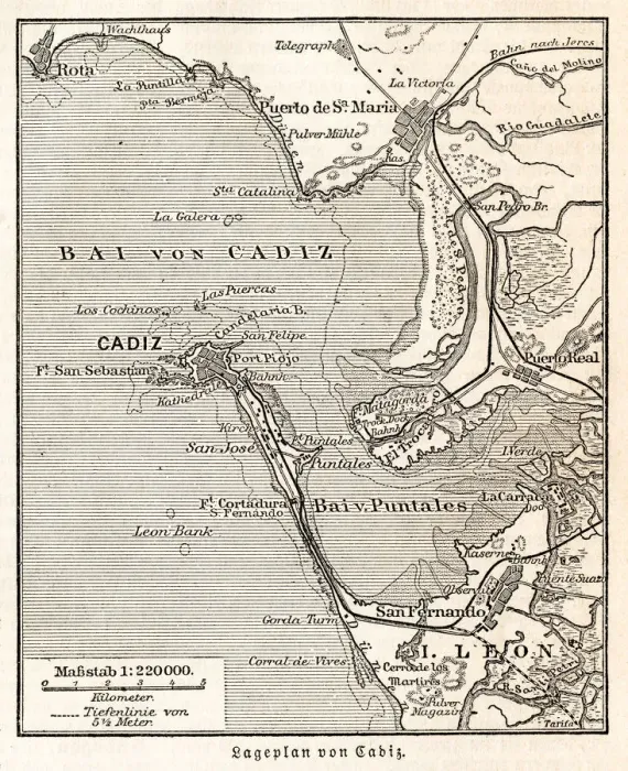 Framed Print : Cadiz city map 1895