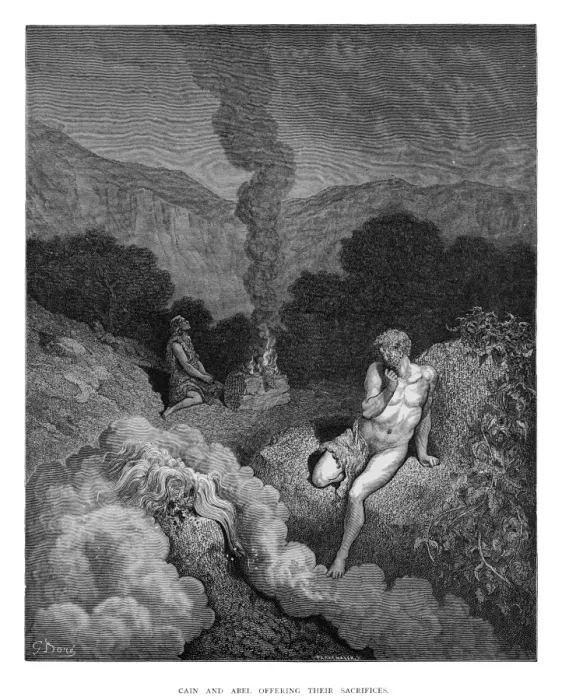 Framed Print : Cain and Abel offering engraving Framed Print : Cain and Abel offering engraving