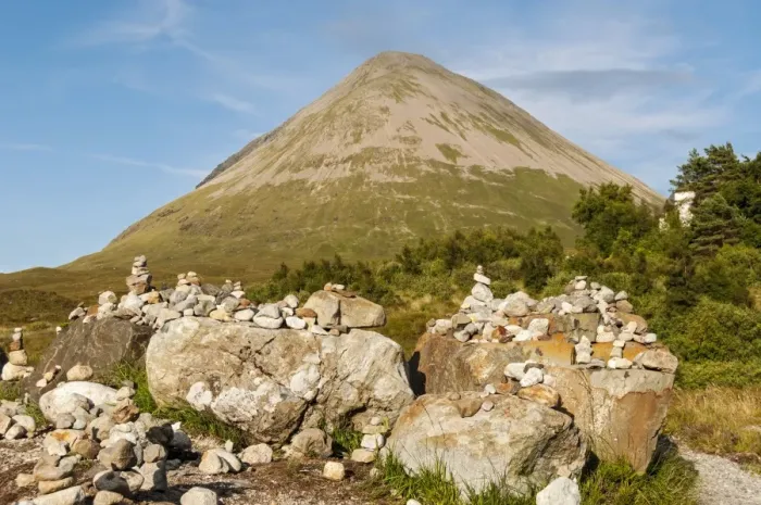 Framed Print : Cairn markers and Glamaig Hill, Sligachan, Isle of Skye, Scotland, United Kingdom Framed Print : Cairn markers and Glamaig Hill, Sligachan, Isle of Skye, Scotland, United Kingdom