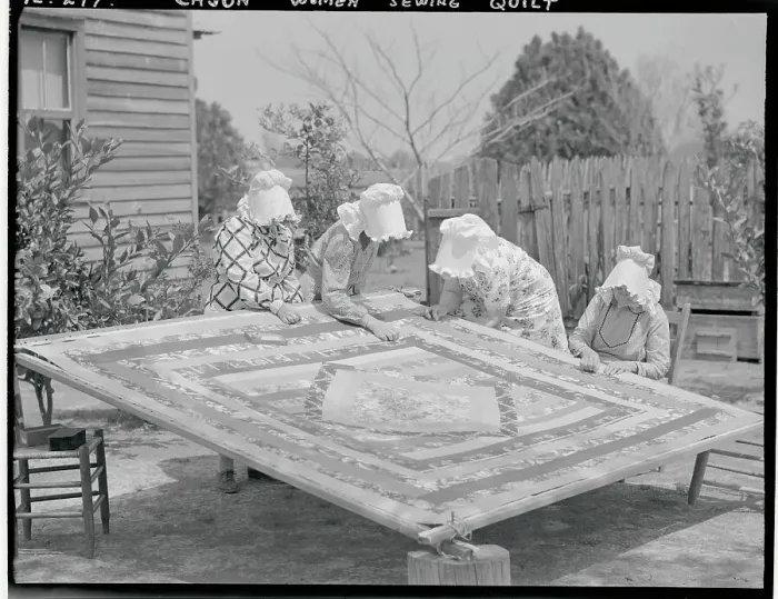Framed Print : Four Cajun Woman Sewing Quilt Framed Print : Four Cajun Woman Sewing Quilt