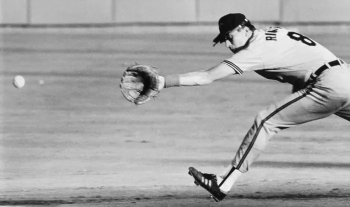 Framed Print : Cal Ripken Jr. Reaching For Ground Ball Framed Print : Cal Ripken Jr. Reaching For Ground Ball