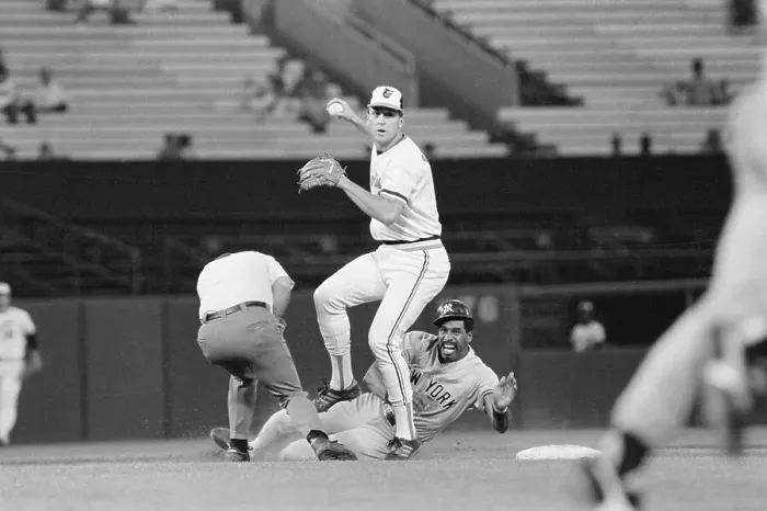 Framed Print : Cal Ripken Steps Over Dave Winfield / Game Framed Print : Cal Ripken Steps Over Dave Winfield / Game