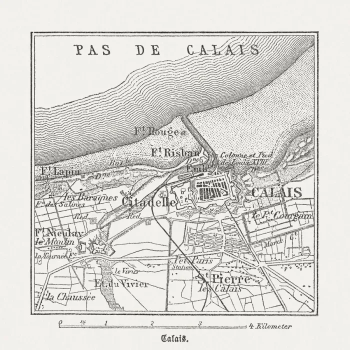 Framed Print : Calais, France, wood engraving, published in 1882 Framed Print : Calais, France, wood engraving, published in 1882