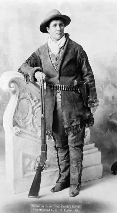 Framed Print : Calamity Jane Standing With Rifle Framed Print : Calamity Jane Standing With Rifle