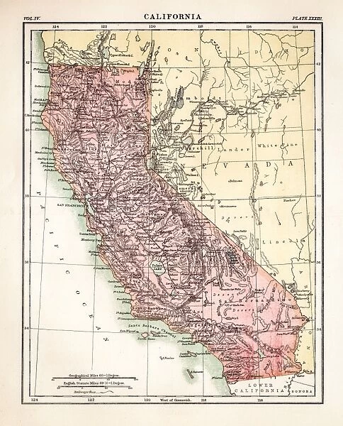 California map engraving 1877