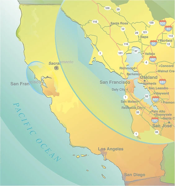 California map with San Francisco Bay Area inset