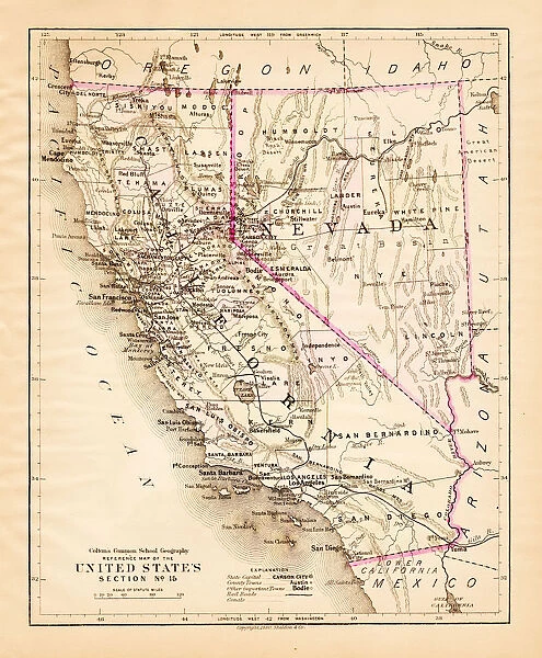 California Nevada map 1881