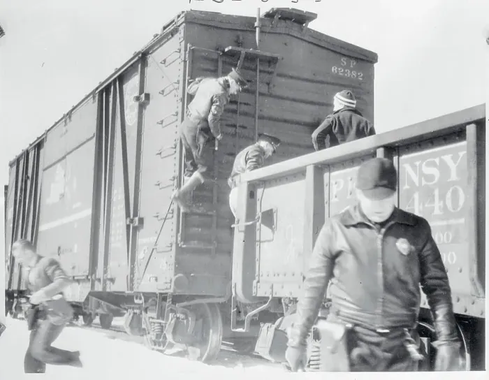 Framed Print : California Police Searching Freight Train Framed Print : California Police Searching Freight Train
