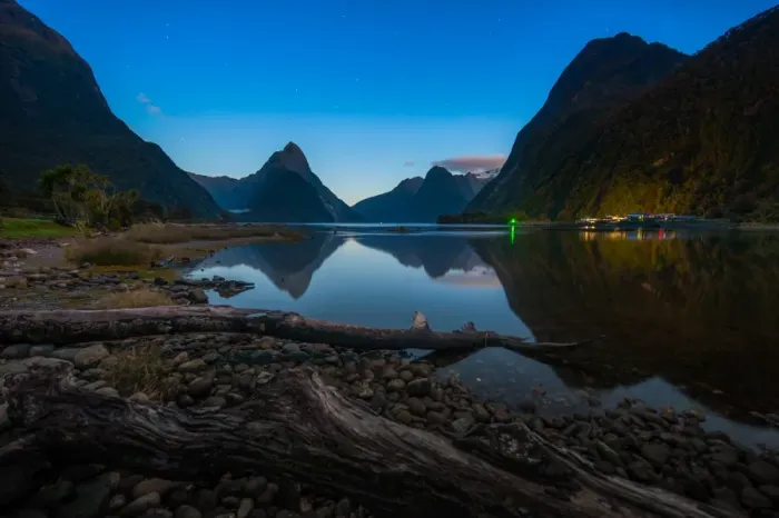 Framed Print : Calm landscape morning scene at Milford sound Framed Print : Calm landscape morning scene at Milford sound