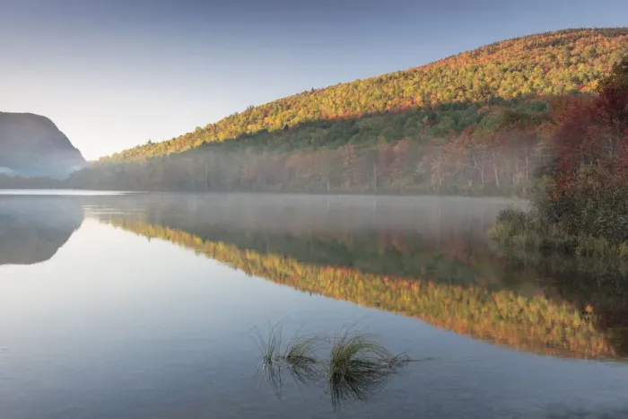 Framed Print : A calm and misty Autumn sunrise in Baxter State Park, Maine, USA