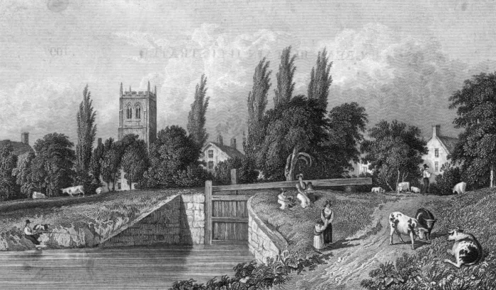 Framed Print : Calne, Wiltshire, from the canal, circa 1750 Framed Print : Calne, Wiltshire, from the canal, circa 1750