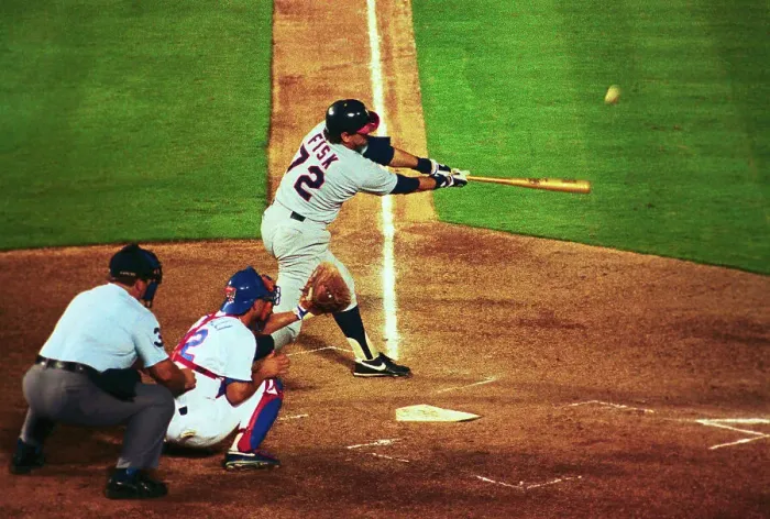 Framed Print : Calrton Fisk Hitting a Home Run Framed Print : Calrton Fisk Hitting a Home Run
