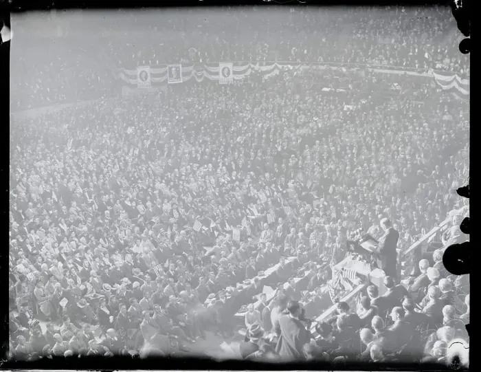 Framed Print : Calvin Coolidge Speaking at Republican Rally Framed Print : Calvin Coolidge Speaking at Republican Rally