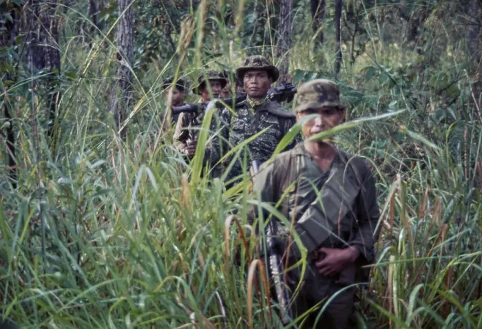 Framed Print : Cambodian Border Patrol, Vietnam War Framed Print : Cambodian Border Patrol, Vietnam War